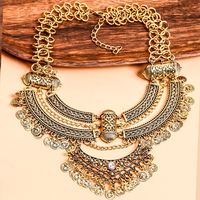 European And American High Profile Retro Ethnic Alloy Diamond-studded Necklace Short Clavicle Chain Jewelry Wholesale main image 4