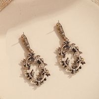 Korean Style Fashion European And American Style Big Brand Alloy Diamond Flower Shape Hollow Stud Earrings Women Vintage Bohemian Ornament main image 4
