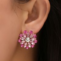 Flower Earrings Simple Full Diamond Zircon Ear Jewelry main image 1