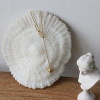 Mode Koreanische Durchsetzte Metallkugel Quaste Runde Perlenkette Titanstahl Überzogene 14k Gold Halskette main image 4