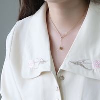 Mode Koreanische Durchsetzte Metallkugel Quaste Runde Perlenkette Titanstahl Überzogene 14k Gold Halskette main image 3