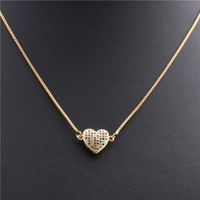Hot Sale Copper Necklace Micro-set Zircon Peach Heart Love Necklace Copper Wholesale Nihaojewelry sku image 1