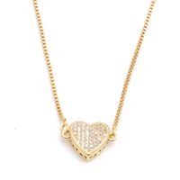 Hot Sale Copper Necklace Micro-set Zircon Peach Heart Love Necklace Copper Wholesale Nihaojewelry sku image 3