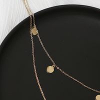 Fashion Star Round Disc Inverted Crescent Moon Necklace Clavicle Chain Titanium Steel Plated 14k Gold main image 4