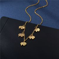Cross-border New Product Small Elephant Simple Golden Stainless Steel Necklace Elephant Clavicle Chain Accessories main image 3