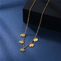 Cross-border New Product Small Elephant Simple Golden Stainless Steel Necklace Elephant Clavicle Chain Accessories main image 4
