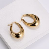 1 Pair French Style Water Droplets Plating Stainless Steel 18K Gold Plated Earrings main image 3