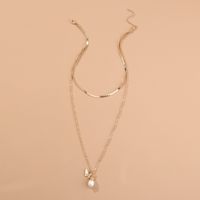 Korean Fashion Simple Butterfly Natural Beads Pendant Clavicle Chain Niche Multi-layer Metal Necklace main image 3