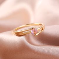 European And American Cross-border Jewelry Fashion Simple Micro-inlaid Pink Zircon Ring Accessories main image 3