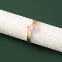 European And American Cross-border Jewelry Fashion Simple Micro-inlaid Pink Zircon Ring Accessories main image 4