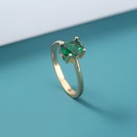 European And American New Four-claw Emerald Green Tourmaline Diamond Ring Micro-emerald Zircon Jewelry main image 2