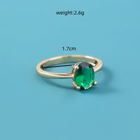 European And American New Four-claw Emerald Green Tourmaline Diamond Ring Micro-emerald Zircon Jewelry main image 3