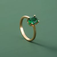 European And American New Four-claw Emerald Green Tourmaline Diamond Ring Micro-emerald Zircon Jewelry main image 4