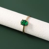 European And American New Four-claw Emerald Green Tourmaline Diamond Ring Micro-emerald Zircon Jewelry main image 5