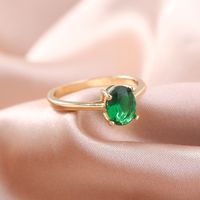 European And American New Four-claw Emerald Green Tourmaline Diamond Ring Micro-emerald Zircon Jewelry main image 6