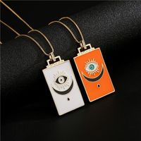 Fashion Autumn And Winter Sweater Chain Copper Plated Real Gold Dripping Oil Moon Eye Pendant Necklace main image 1