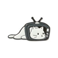 European And American Personalized New Creative Cute Black And White Tv Set Top Box Shape Alloy Paint Brooch Clothes And Bags Badge main image 3