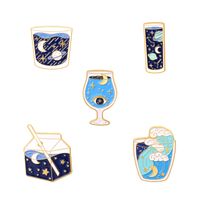 New Starry Sky Map Alloy Brooch Creative Cartoon Wine Glass Milk Cup Shape Dripping Clothes Bag Badge main image 1
