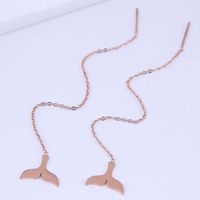 Korean Fashion Long Ear Jewelry Concise Fish Tail Titanium Steel Earrings sku image 1