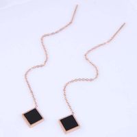 Korean Temperament Geometric Square Long Earrings Simple Titanium Steel Earrings main image 3