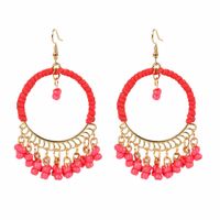 Large Ring Earrings Tassel Earrings Winding Cloth Chain Exaggerated Earrings Jewelry sku image 1