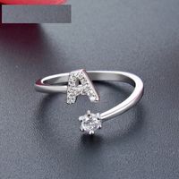 26 English Letters Diamonds Sterling Silver S925 Silver Ring Opening Jewelry main image 6