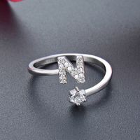 26 English Letters Diamonds Sterling Silver S925 Silver Ring Opening Jewelry main image 3