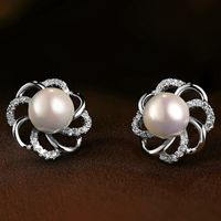 Popular Flower Earrings S925 Sterling Silver Pearl Earrings Wholesale main image 4