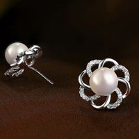 Popular Flower Earrings S925 Sterling Silver Pearl Earrings Wholesale main image 5
