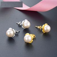 Korean Temperament Fashion Flower Pearl S925 Silver Small Bead Earrings main image 1