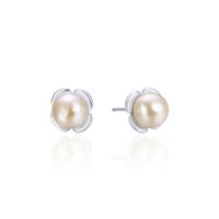Korean Temperament Fashion Flower Pearl S925 Silver Small Bead Earrings main image 6