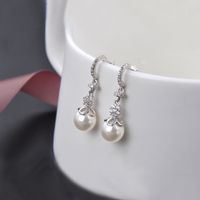 S925 Sterling Silver Long Pearlmicro-inlaid Zircon Shell Beads Earrings main image 5