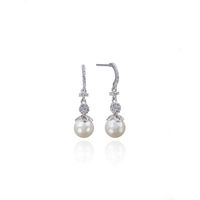 S925 Sterling Silver Long Pearlmicro-inlaid Zircon Shell Beads Earrings main image 6