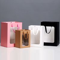Open Window Transparent Gift Bag Teacher's Day Will Sell Paper Bag Flowers Gift Bag Packaging Hand Gift Window Handbag main image 5