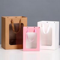 Open Window Transparent Gift Bag Teacher's Day Will Sell Paper Bag Flowers Gift Bag Packaging Hand Gift Window Handbag main image 4