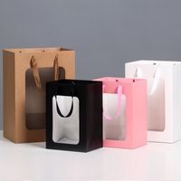 Open Window Transparent Gift Bag Teacher's Day Will Sell Paper Bag Flowers Gift Bag Packaging Hand Gift Window Handbag main image 3