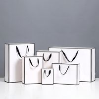 White Cardboard Black Border Gift Bag Clothing Shopping Tote Bag Kraft Paper Takeaway Packaging Bag main image 4