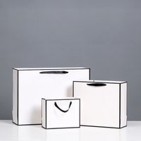 White Cardboard Black Border Gift Bag Clothing Shopping Tote Bag Kraft Paper Takeaway Packaging Bag main image 6