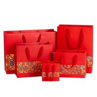 Nouvel An Chinois Rouge Imprimé Sac Cadeau Corde Élargie Cadeau De Retour Sac En Papier Portable main image 6