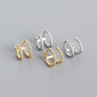 Yhe0349 Europe And America Cross Border S925 Silver Ins Geometric Metallic Double-layer Round Micro Inlaid Zircon Ear Clips Earrings main image 1