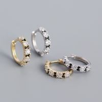 New S925 Silver Geometric Two-color Zircon Ear Ring Ear Buckle main image 1