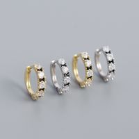 New S925 Silver Geometric Two-color Zircon Ear Ring Ear Buckle main image 3