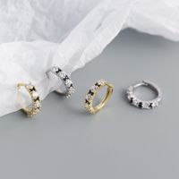 New S925 Silver Geometric Two-color Zircon Ear Ring Ear Buckle main image 4