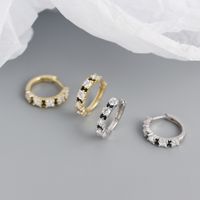 New S925 Silver Geometric Two-color Zircon Ear Ring Ear Buckle main image 5