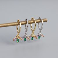 S925 Silver Geometric Mixed Color Zircon Simple Earrings main image 3