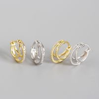 S925 Sterling Silver Geometric Three-ring Diamond Ear Buckle Silver Earrings main image 1