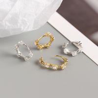 S925 Sterling Silver Geometric Shape Zircon Ear Buckle Silver Earrings Wholesale main image 4