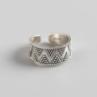 Japanese And Korean S925 Sterling Silver Geometric Dot Wide Face Trendy Wild Open Ring main image 2
