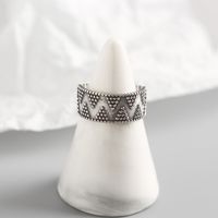 Japanese And Korean S925 Sterling Silver Geometric Dot Wide Face Trendy Wild Open Ring main image 3