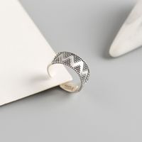 Japanese And Korean S925 Sterling Silver Geometric Dot Wide Face Trendy Wild Open Ring main image 5